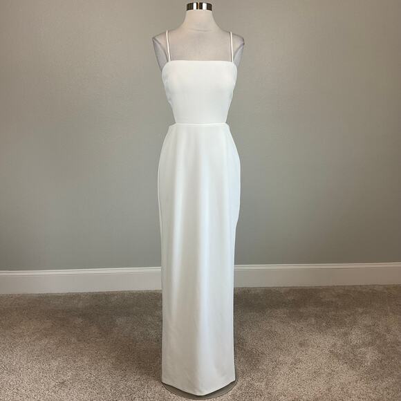 White Cut Out Sleeveless Column Evening Gown Size 8 Formal Dress by AQUA - Picture 5 of 11
